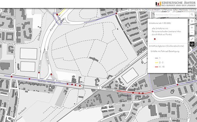 Fahrradunf&auml;lle Vaalser Stra&szlig;e 2019